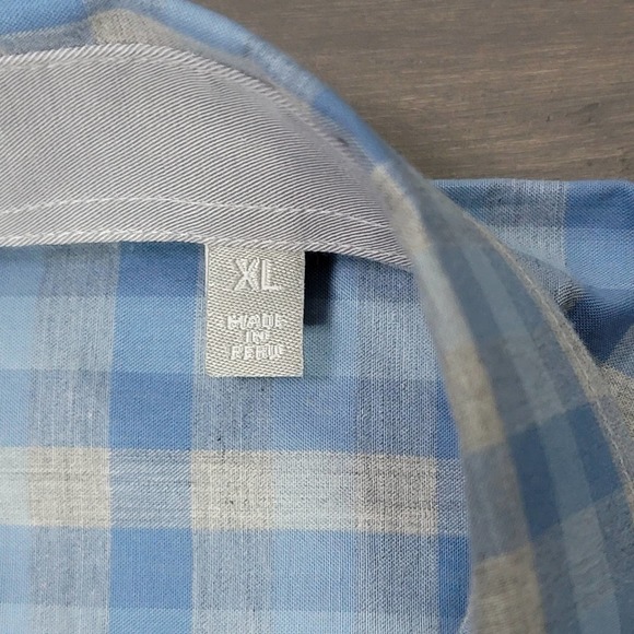 NWT Hickey Freeman Mens CRISP Blue Silver Plaid Long Sleeve Button Down Shirt XL - Picture 7 of 12
